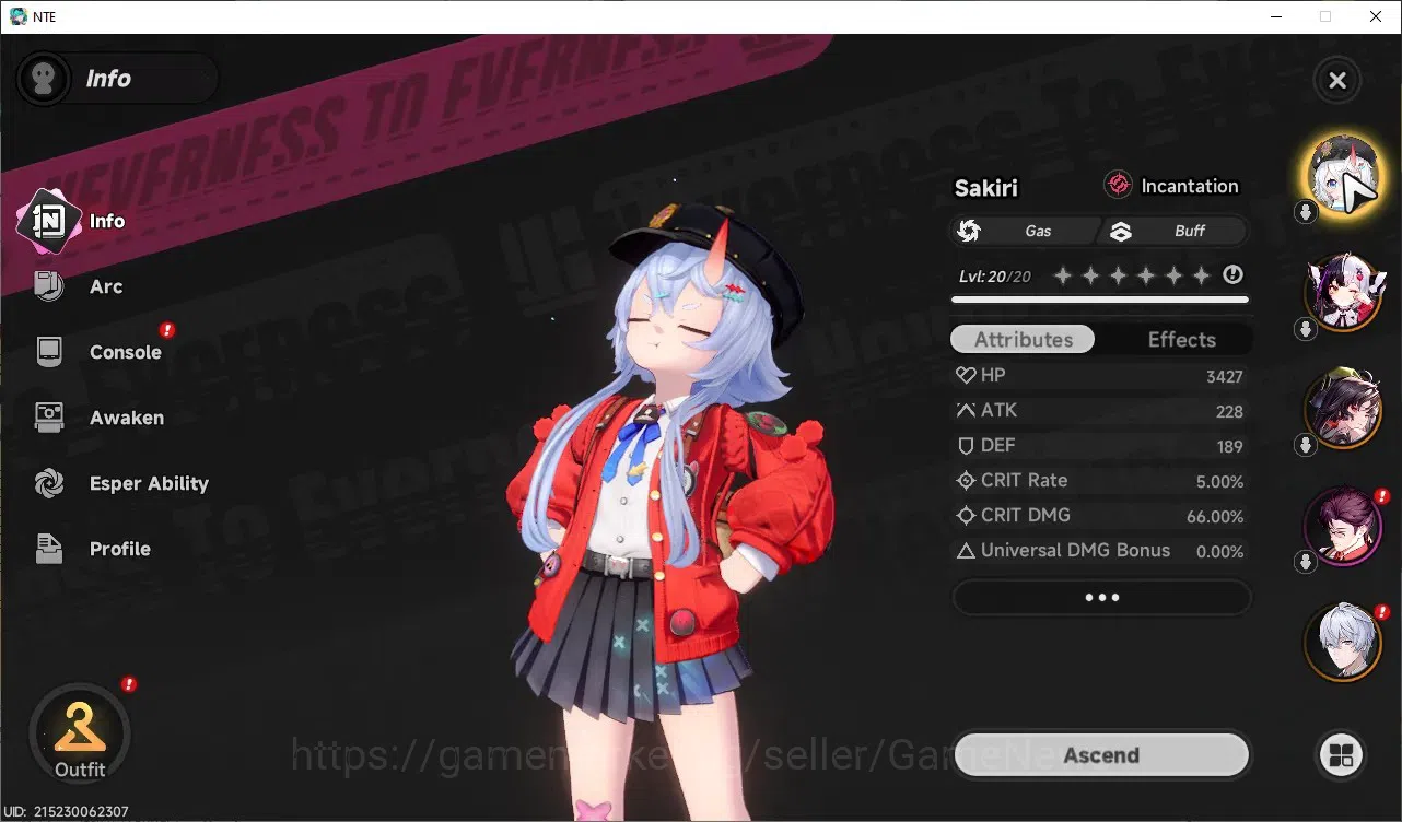 Neverness to Everness Accounts GLOBAL Europe|HL 8|3 SSR (Lacrimosa,Hotori,Sakiri) image 5