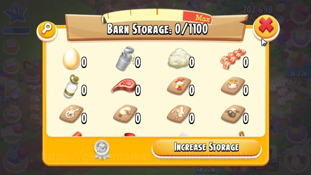 Hay Day Accounts Level 41 | Barn Storage 1100 + Silo Storage 625 | 202k Coins, 59 Diamonds |CN ON|Log Supercell ID|Take 7