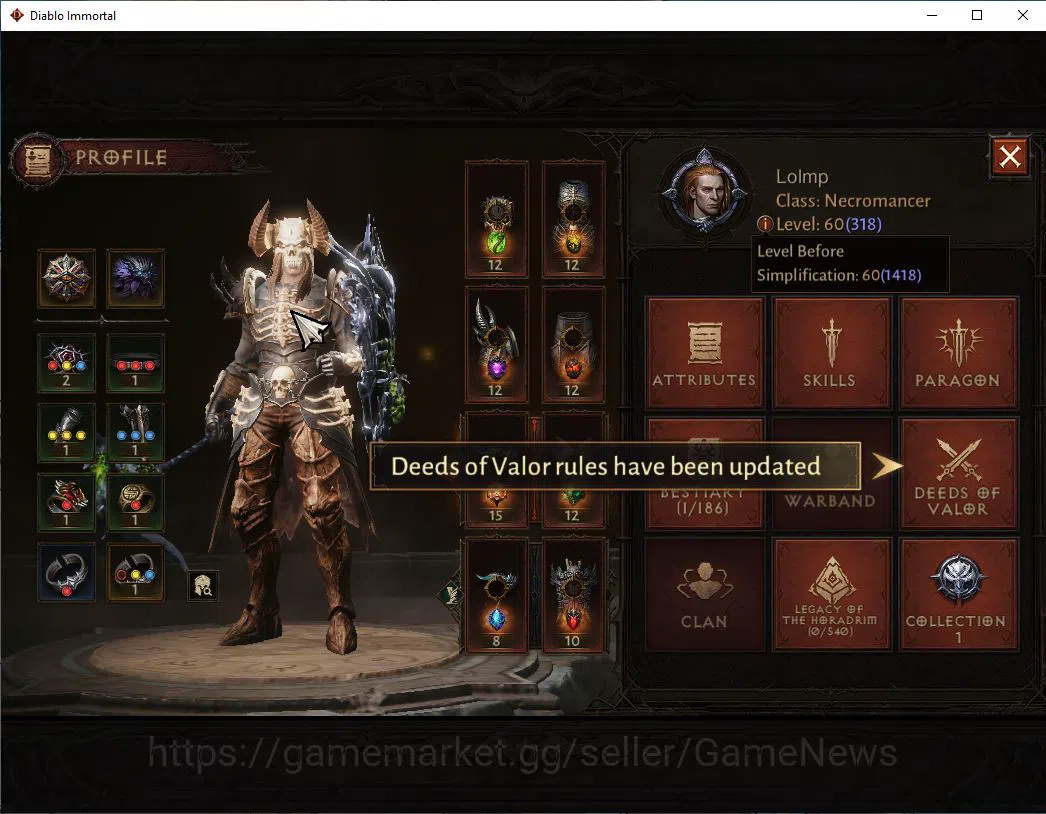 Diablo Immortal Accounts SEA - Vasily|Lv60(318)|Necromancer|24k CR|Reso 510 image 3
