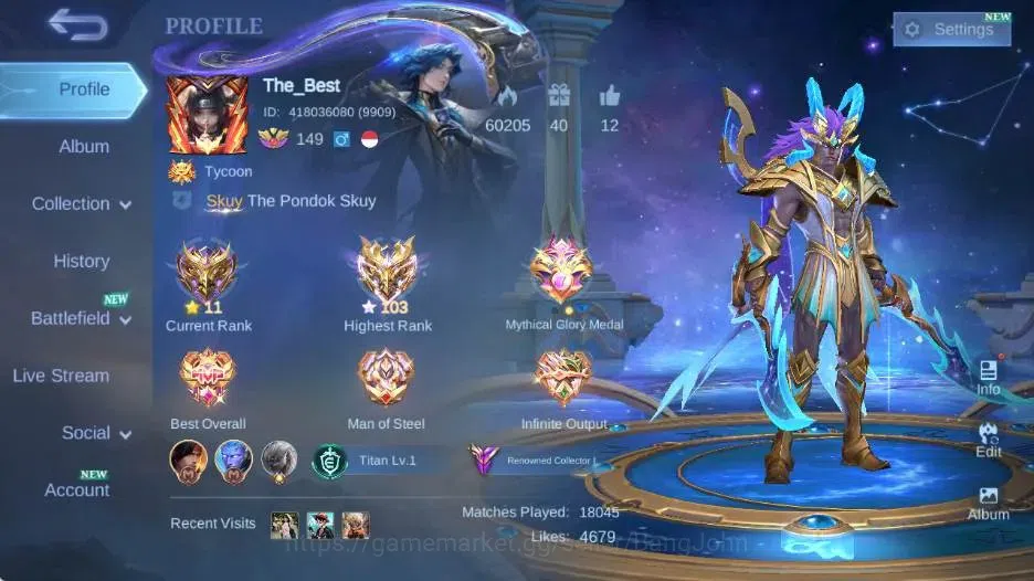 Mobile Legends: Bang Bang Accounts Global|Skin 320|Renowned|Lbox Moskov,STAR Angela,P image 1