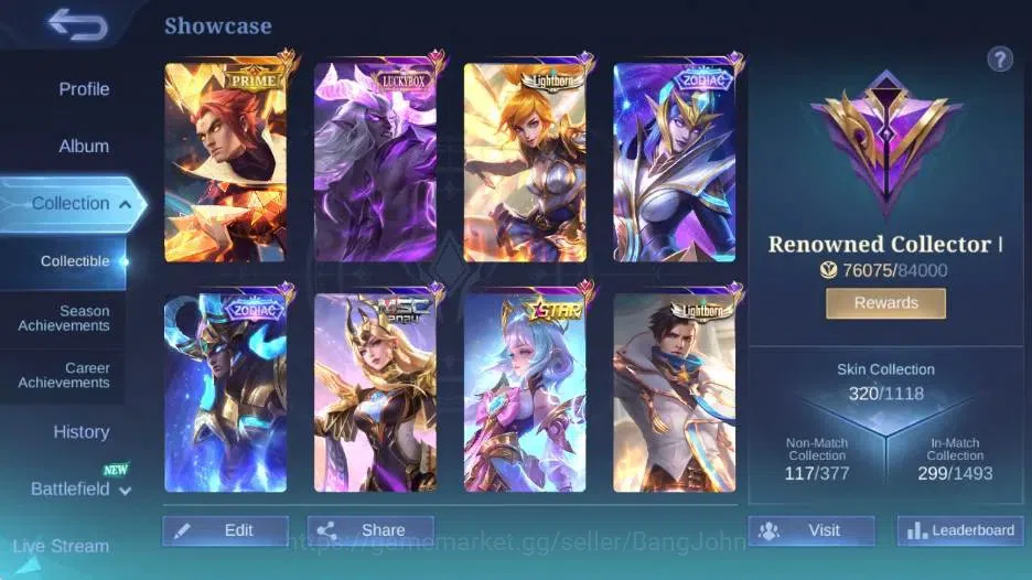 Mobile Legends: Bang Bang Accounts Global|Skin 320|Renowned|Lbox Moskov,STAR Angela,P image 2
