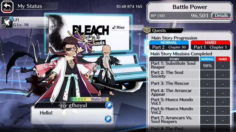 Bleach: Brave Souls Accounts [GLOBAL]20K Orbs+Fresh All Story|Lv200(Ulquiorra C image 4