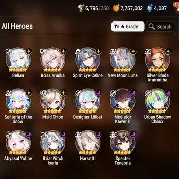 Epic Seven Accounts High-End Global Unverif|14ML (Belian, BArunka, SECeline Etc.)+Landy,E.A.Fumyr,TA Coli|PoH21+Bless ON|SS
