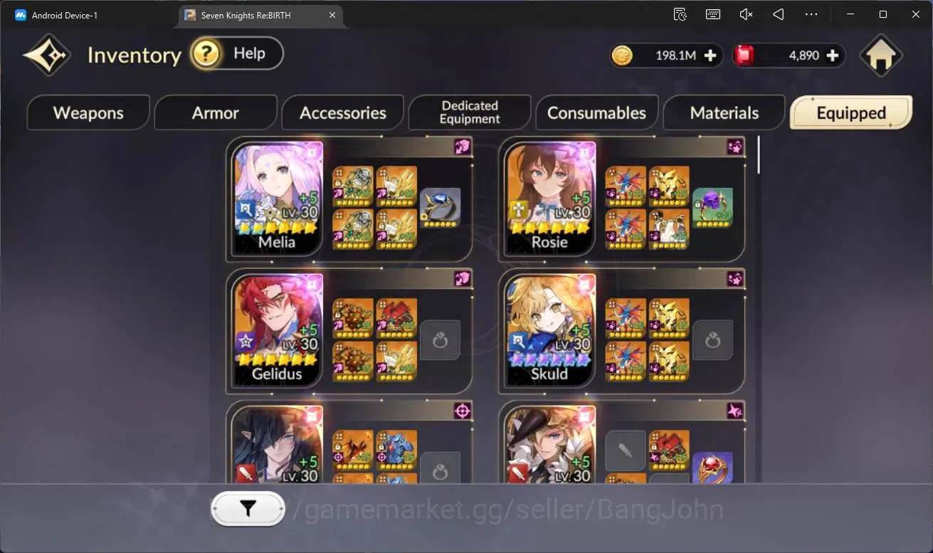 Seven Knights Re:Birth Accounts Global|4 EX7(Melia TC2,Juri TC1,Roise,Gelidus)|28 image 12