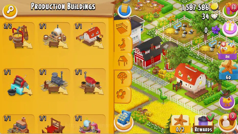 Hay Day Accounts Lvl 62|Silo Storage 943/2400|Barn Storage 892/2500|1,5M Coins|34 Diamonds|PROTECT OFF|Log Supercel |RA098B 4