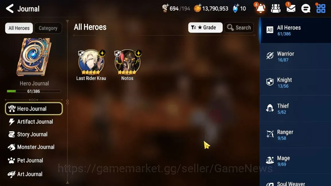 Epic Seven Accounts High-End GLOBAL UnVerif|New Era|2 ML(NOTOS,LR krau)+Estele,Iseria,Landy,etc|Poh ON|Abys F 52|4,5K 1