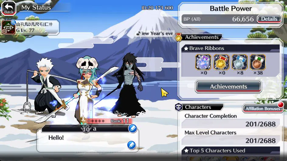Bleach: Brave Souls Accounts Mid-Tier [GLOBAL]6K Orbs+Fresh All Story|Nelliel Orient,Kon New Year,Toshiro Fierce,Genryusai 2