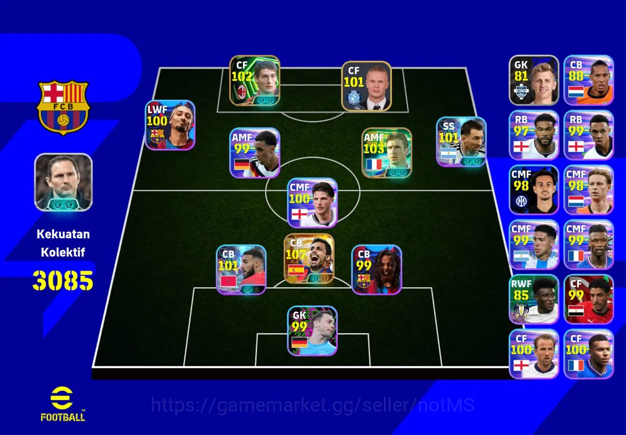 eFootball Accounts Legends & Iconic Players COLLECTIVE 3085 | BIG TIME RODRI | READY TO PLAY | KONAMI ONLY 1