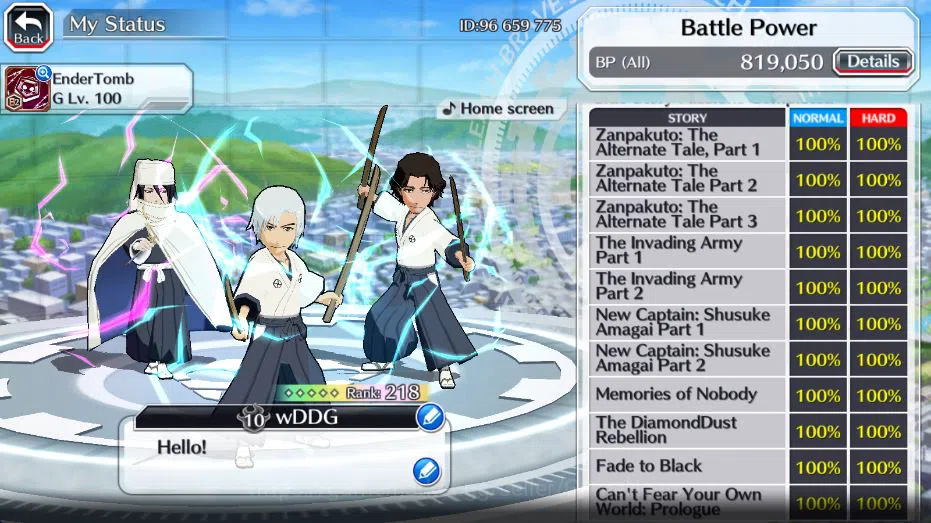 Bleach: Brave Souls Accounts Mid-Tier GLOBAL 53K Orb|Rukia 10Th, Kenpachi+Ichigo 9Th,SoulRaper (Shunsui,Jushiro), Jushiro 5