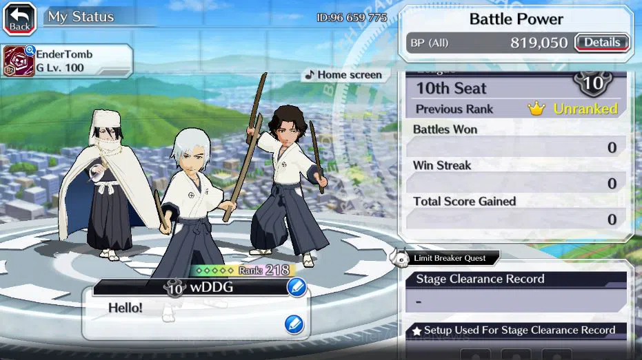 Bleach: Brave Souls Accounts Mid-Tier GLOBAL 53K Orb|Rukia 10Th, Kenpachi+Ichigo 9Th,SoulRaper (Shunsui,Jushiro), Jushiro 7
