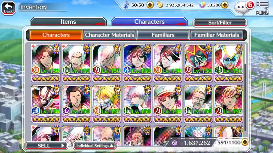 Bleach: Brave Souls Accounts Mid-Tier GLOBAL 53K Orb|Rukia 10Th, Kenpachi+Ichigo 9Th,SoulRaper (Shunsui,Jushiro), Jushiro 9