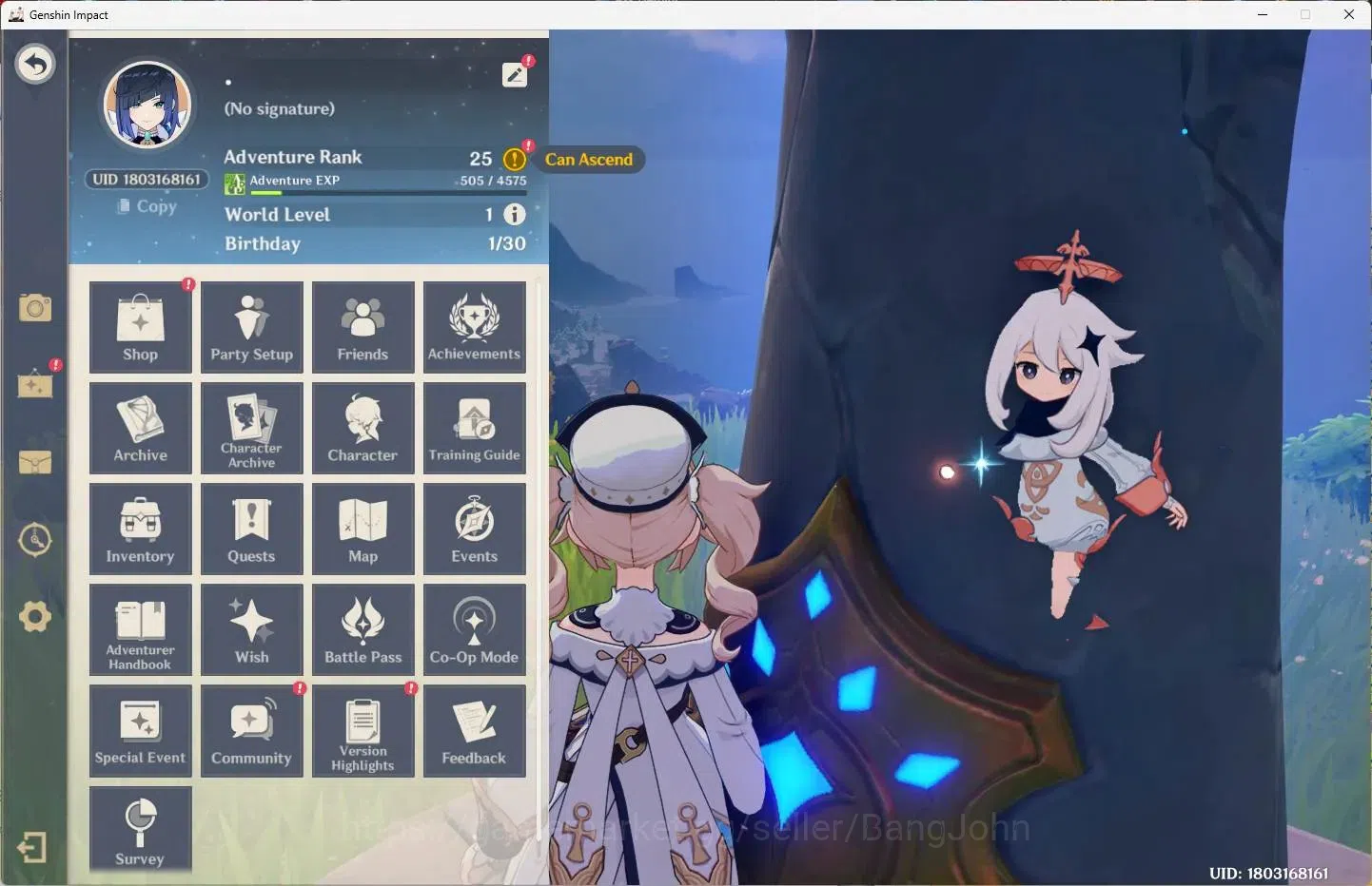 Genshin Impact Accounts Others ASIA | AR 25 | 1 Limit+2 Charstd | Yelan | MC Male | TakeMail CheckSS GI382B 1