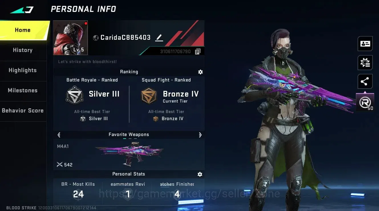Blood Strike Accounts Rare Skin ASIA|1 Eternal: M4A1 Blight's Embrace|1 Legendary Loot Crate|3 Epic Chests|LogNetEase(BS630Z) 1
