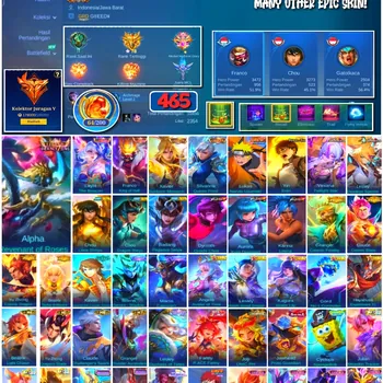 Mobile Legends: Bang Bang Accounts #4313 465 Skins | Alpha Revenant of Roses (LEGEND) | Layla The Beacon (LEGEND) | Franco