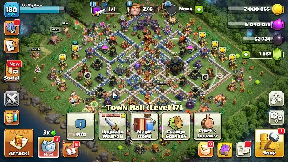 Clash of Clans Accounts High-End LV 180|TH 17-BH 9|HH 10|Limited Skin|BK 52,AQ 74,GW 49,MP 42,RC 24,DD1|BM 28,BC 25|1,6K 1