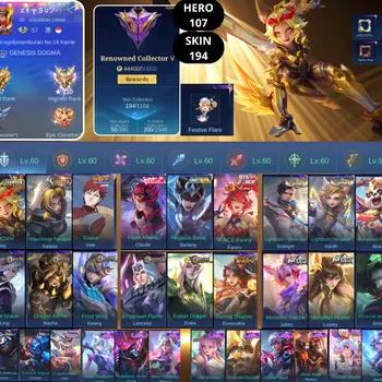 Mobile Legends: Bang Bang Accounts Smurf BEST OFFER | HERO 107 | SKIN 194 | JOY ONIC PH | NATALIA COLLECTOR | VALE NARUTO