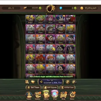 The Seven Deadly Sins: Grand Cross Accounts Endgame GLOBAL|2.5M CC|5 LR 12