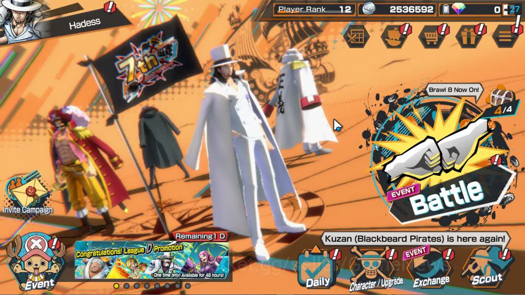 Global|4 EX|KING Pirates D.Roger,Awakened From Rob Lucci,Navy Sakazuki,Blackbeard P Kuzan, |Rank 12|Bandai|Check SS(OPBR1859) One Piece Bounty Rush Accounts Starter Global|4 EX|KING Pirates D.Roger,Awakened From Rob Lucci,Navy Sakazuki,Blackbeard P