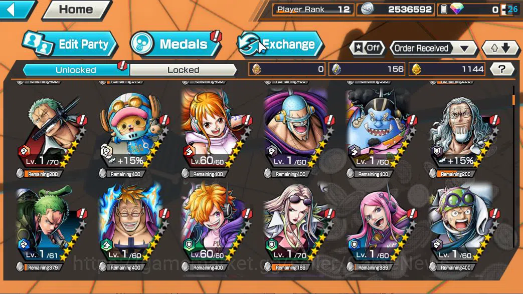 One Piece Bounty Rush Accounts Starter Global|4 EX|KING Pirates D.Roger,Awakened From Rob Lucci,Navy Sakazuki,Blackbeard P 6