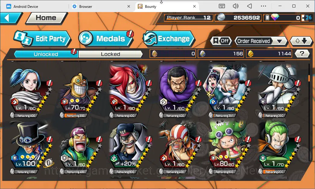 One Piece Bounty Rush Accounts Starter Global|4 EX|KING Pirates D.Roger,Awakened From Rob Lucci,Navy Sakazuki,Blackbeard P 7