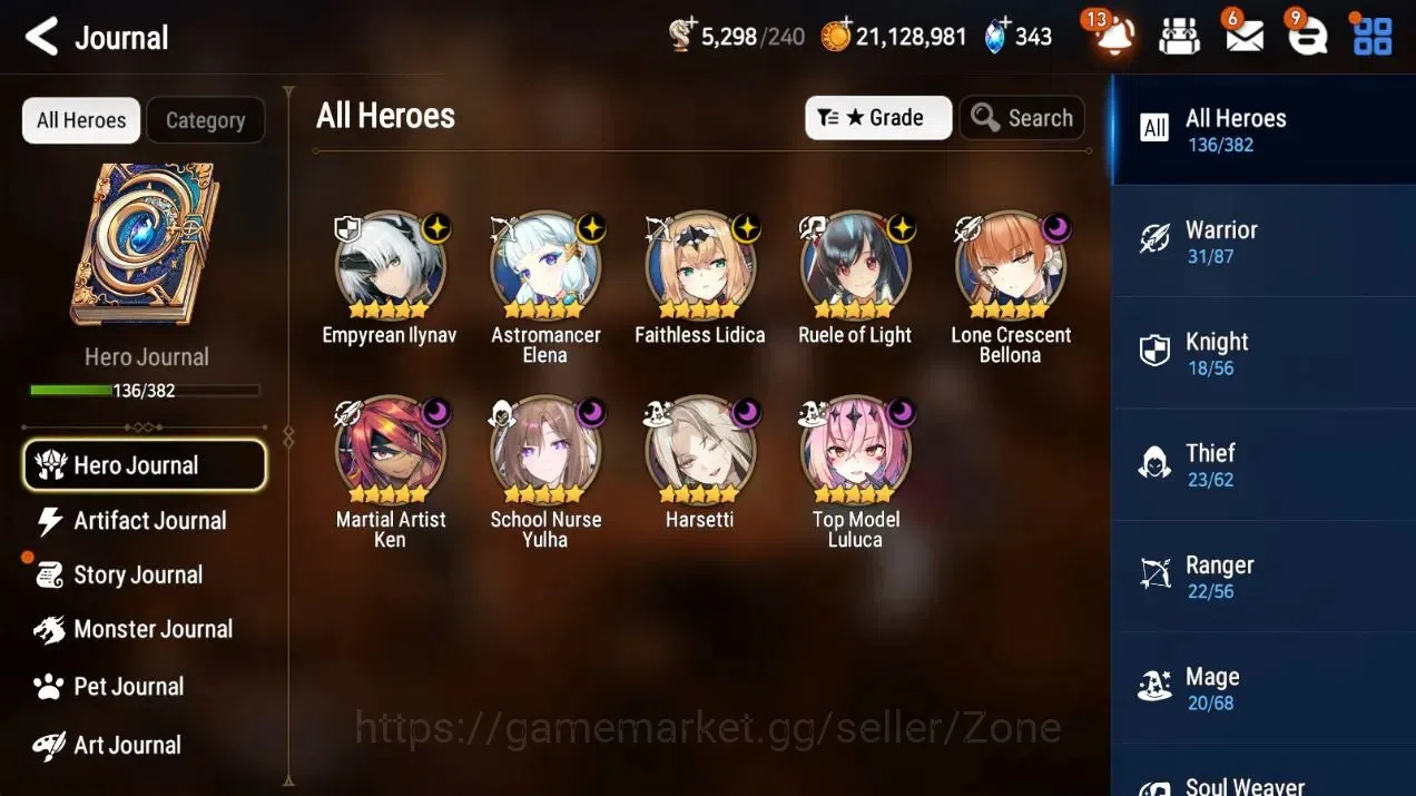 Epic Seven Accounts High-End Global Unverif|9ML(Iylnav, A.Elena,Ruele,LCBellona,Etc.)|PoH+Bless ON|Stigma 1.7K|Stove(ES776Z) 2