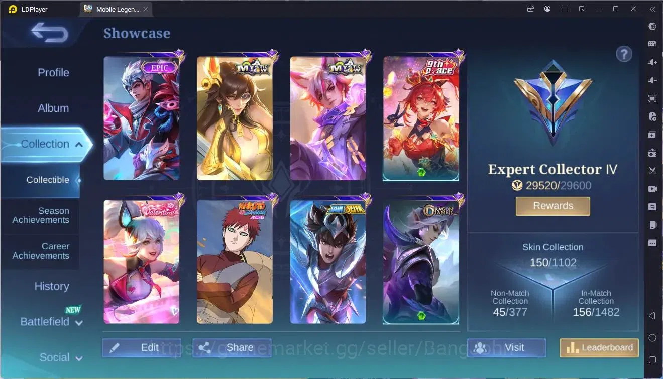 Mobile Legends: Bang Bang Accounts Global|Hero 87 Skin 150|Expert|Naruto Vale|Saint S image 20