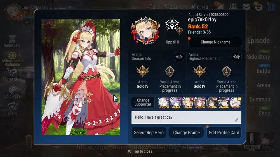 Epic Seven Accounts GLOBAL Unverif|New Era|9 ML[School Nurse Yulha,Sal image 2