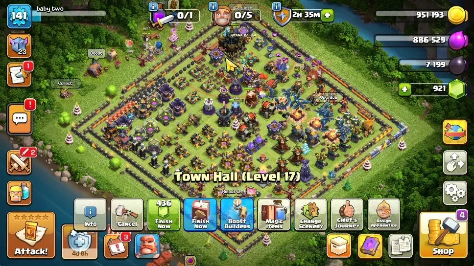 Clash of Clans Accounts High-End LV 141|TH 17|HH 10|Limited Skin|BK 31,AQ 48,GW 24,MP 28,RC 17,DD 11|BM 11, BC 15|937 Gem|CN 1