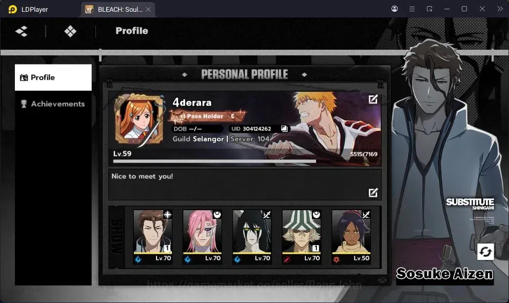 BLEACH: Soul Resonance Accounts Nuverse SEA|Lv.62| 8 SSR 4 Sign 1