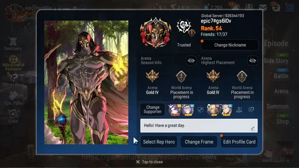 Epic Seven Accounts High-End GLOBAL Unverif|7 ML[Notos,LOTScales,DB Senya,Etc]+Ivana,Rinak,Estelle,Setsuka,etc|PoH ON|7,7K 2