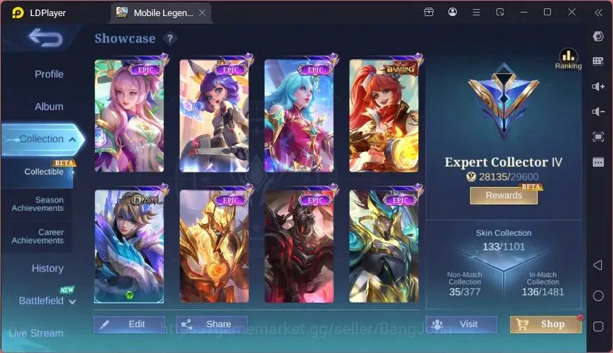 Mobile Legends: Bang Bang Accounts GLOBAL Hero 101 Skin 133 | BLAZING Layla | EPIC Ha image 18