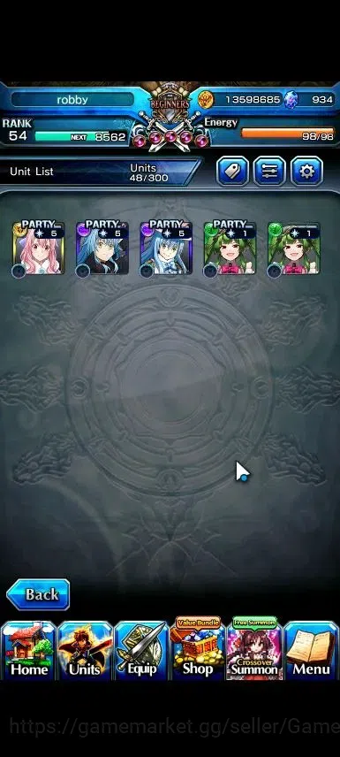 Grand Summoners Accounts End-Game Global|Rank 54|934 Cc|5 Ascend+3 TW|ShunaTW,DL RimuruTW,RR RimuruTW,2x AH Pola|Lpot 4