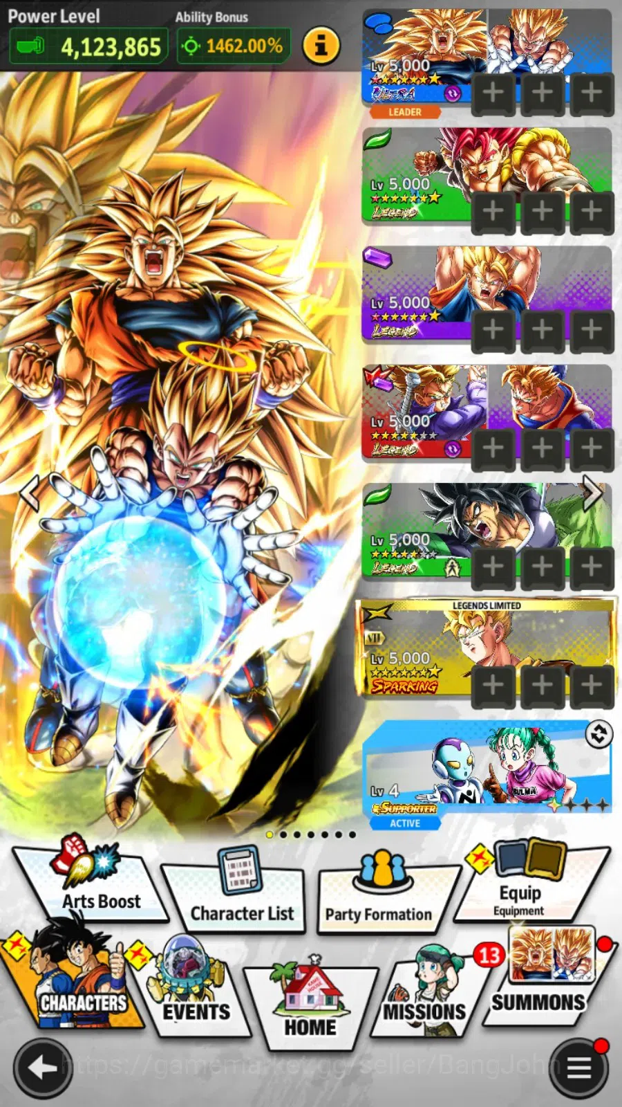 Dragon Ball Legends Accounts High-End Android | Lvl 159|343M Total Power|959 CC|4 LR|4 UL|UL SS Goku,Vegeta,Omega Shenron 18