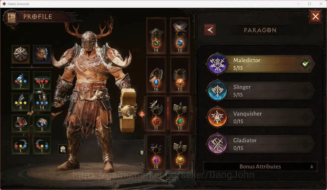 Diablo Immortal Accounts Mid-Tier NA - Chain of honor | 60 (328) Barbarian-Maledictor | CR 27k | Reso 360 | Hell 3 | Varog 13
