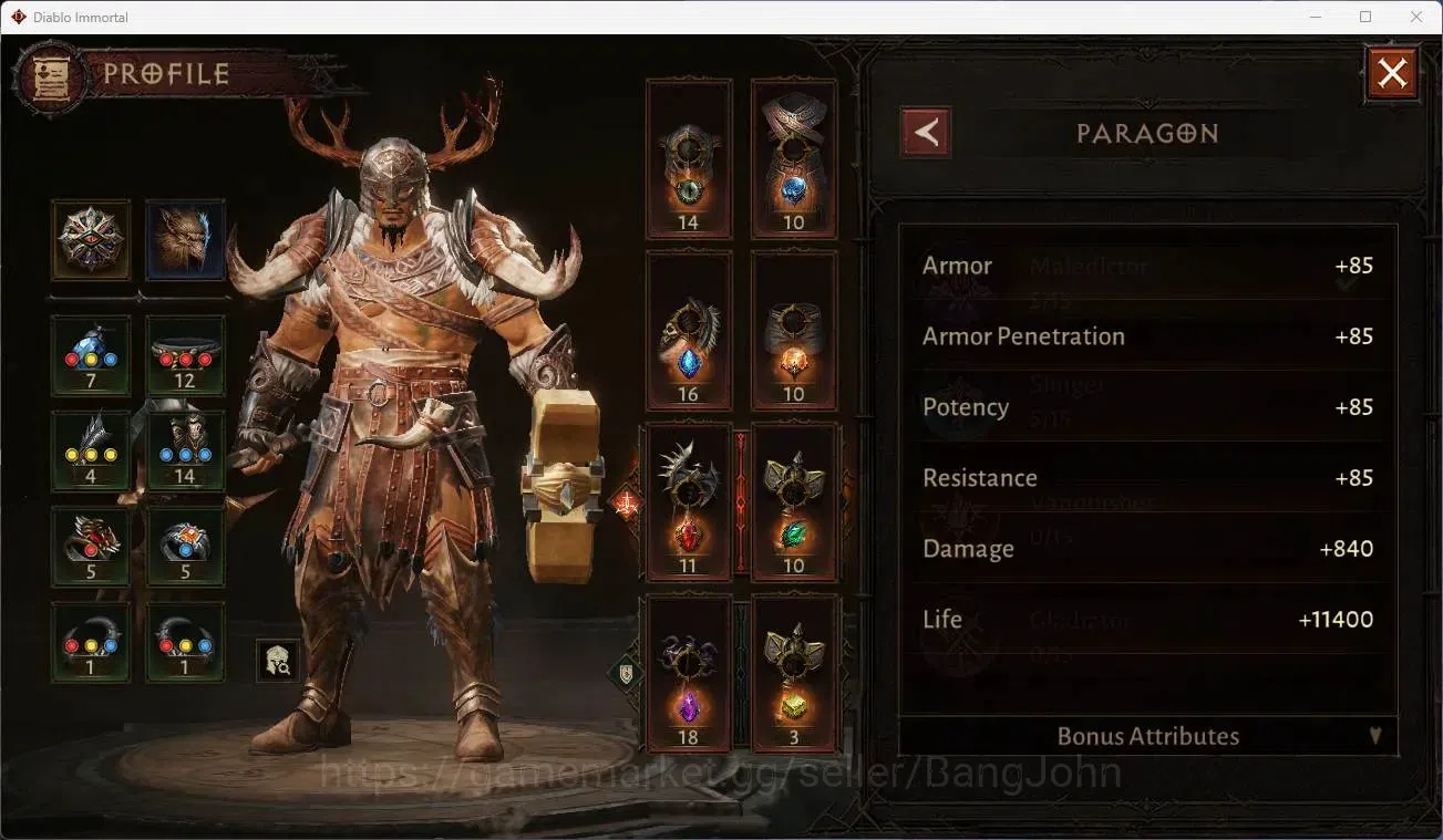 Diablo Immortal Accounts Mid-Tier NA - Chain of honor | 60 (328) Barbarian-Maledictor | CR 27k | Reso 360 | Hell 3 | Varog 14