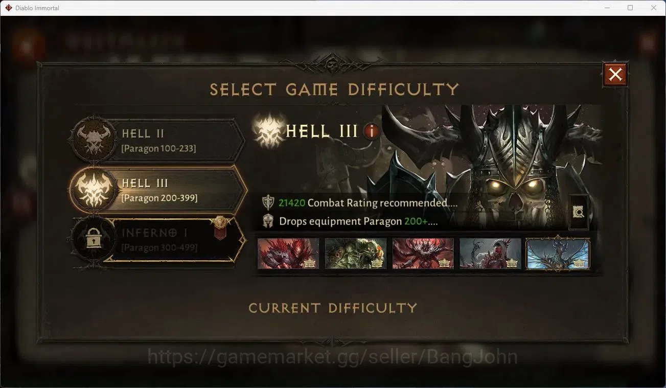 Diablo Immortal Accounts Mid-Tier NA - Chain of honor | 60 (328) Barbarian-Maledictor | CR 27k | Reso 360 | Hell 3 | Varog 5