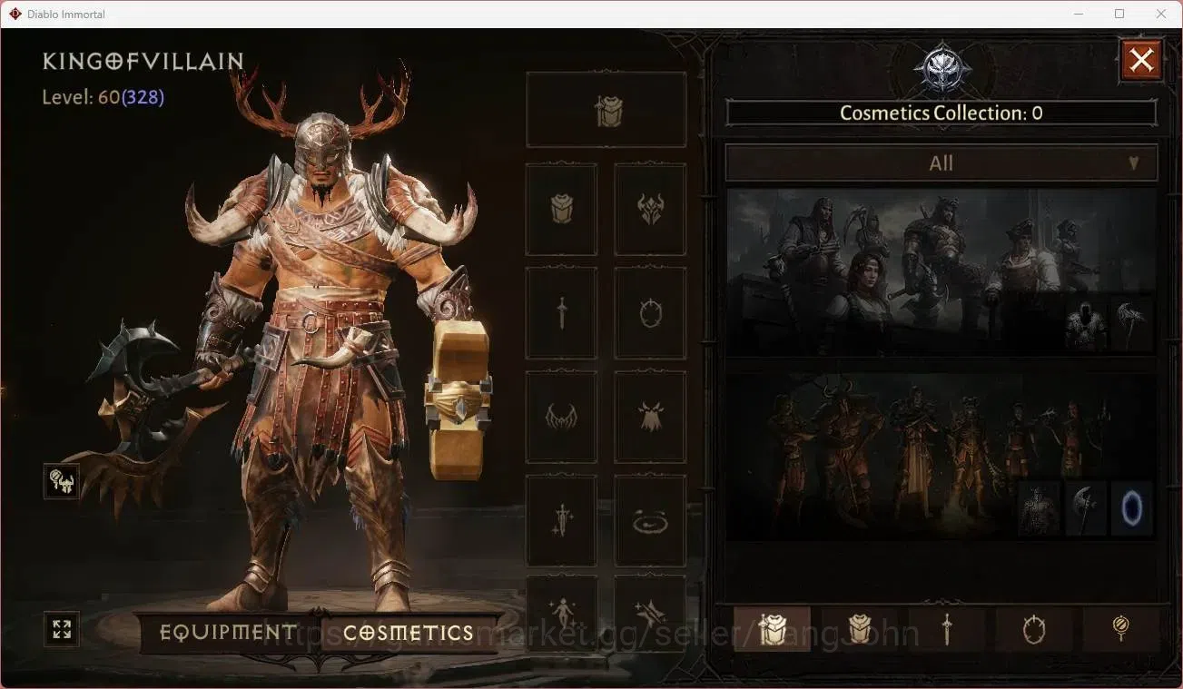 Diablo Immortal Accounts Mid-Tier NA - Chain of honor | 60 (328) Barbarian-Maledictor | CR 27k | Reso 360 | Hell 3 | Varog 8