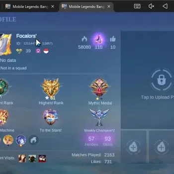 Mobile Legends: Bang Bang Accounts Collector Hero 57|Skin 93|Higest Glory 61|Thamuz General Kai,Karina KoF|Alucard