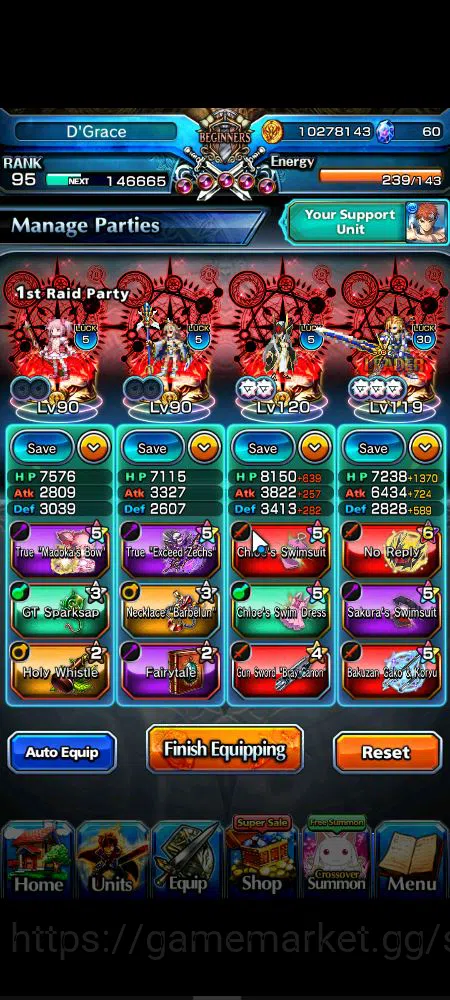 Grand Summoners Accounts Mid-Game Global|Rank 95|14 Ascend|InumutaTW,EmiyaTW,Summer Miyu,ChloeTW,Crus 2