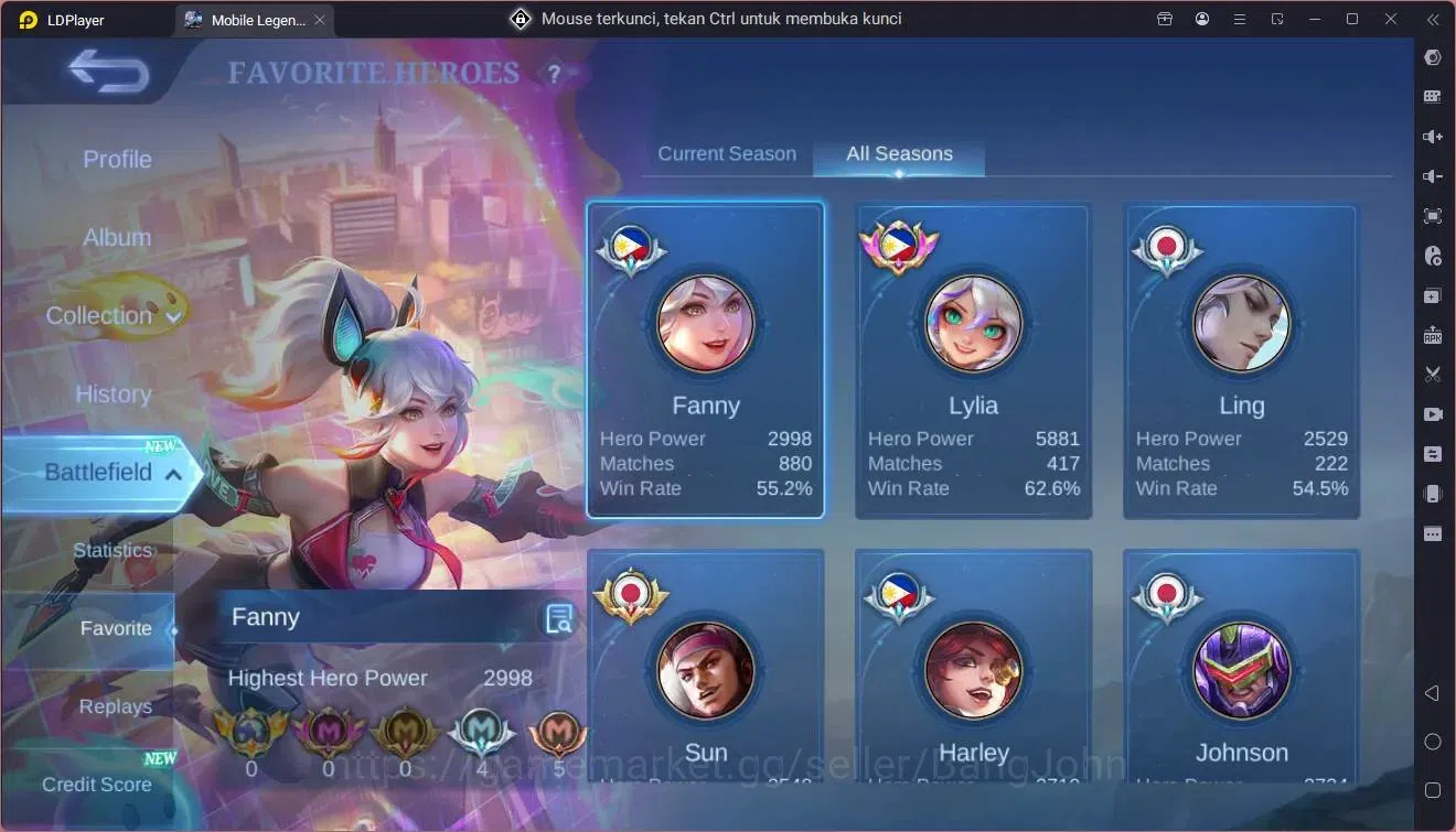 Mobile Legends: Bang Bang Accounts Global|Hero 130|Skin 260|Renowned|Prime Claude|San image 4