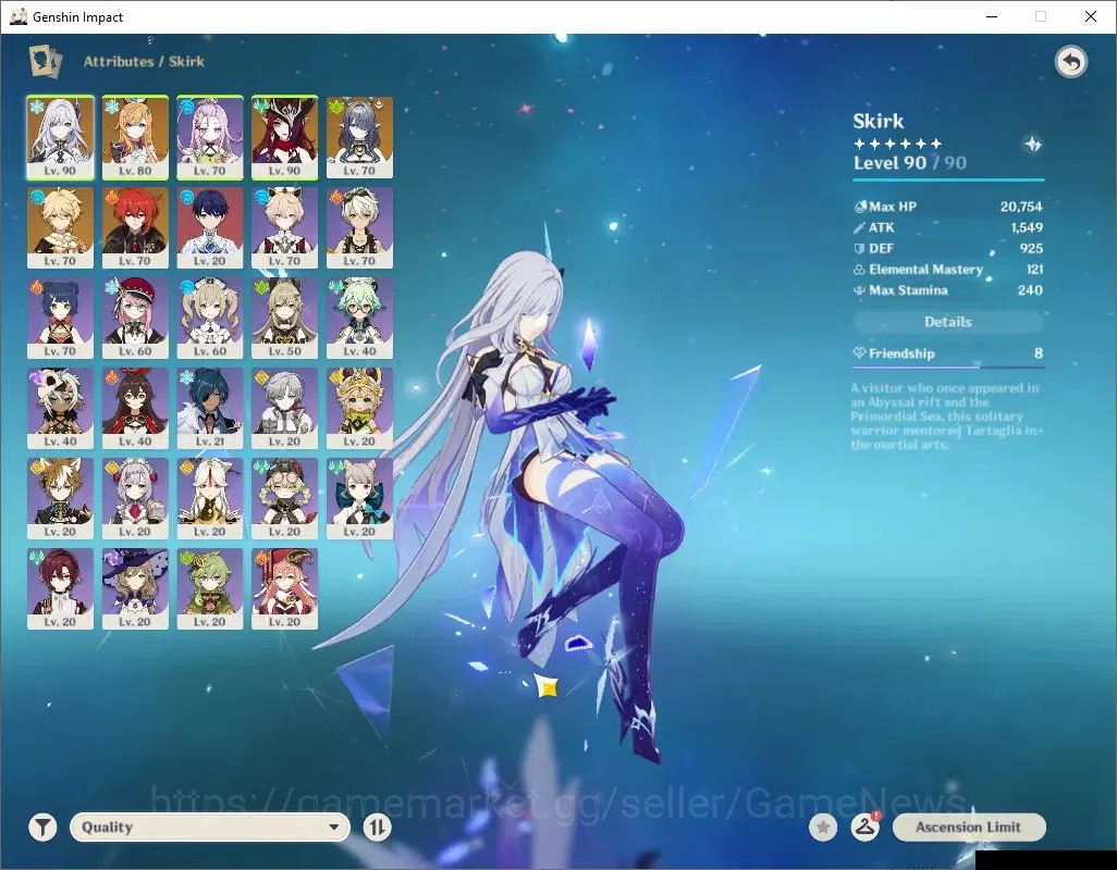 Genshin Impact Accounts ASIA|AR 54|4Limited+1(*5Standard)+1(*5Wep)|Skirk,E image 3