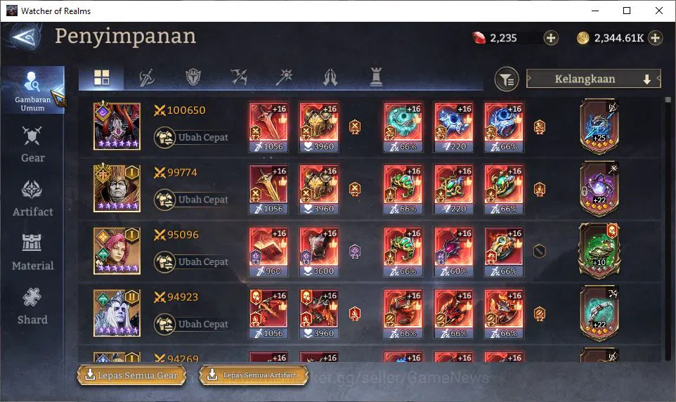 Watcher of Realms Accounts Global 60X|Lv83|5,3M Power|6 Lord [PraetusA1,Ezare image 11