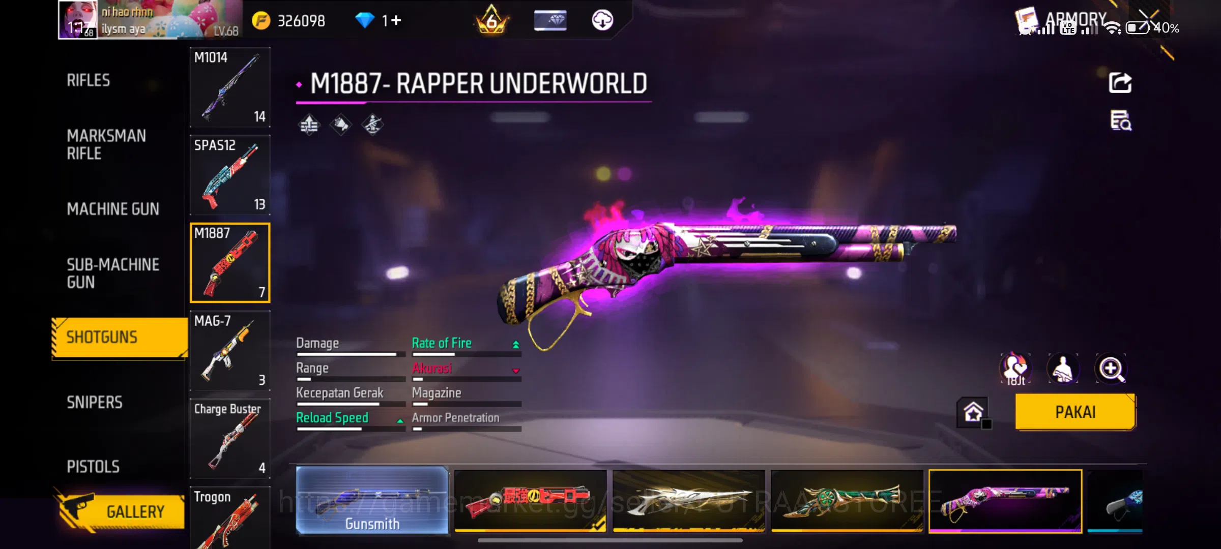 Free Fire Accounts Indonesia | SG TERKUAT -OPM & REAPER | MAX 2 OTW 3 | LEVEL AKUN  68 | TOTAL OUTFIT  1.914 13