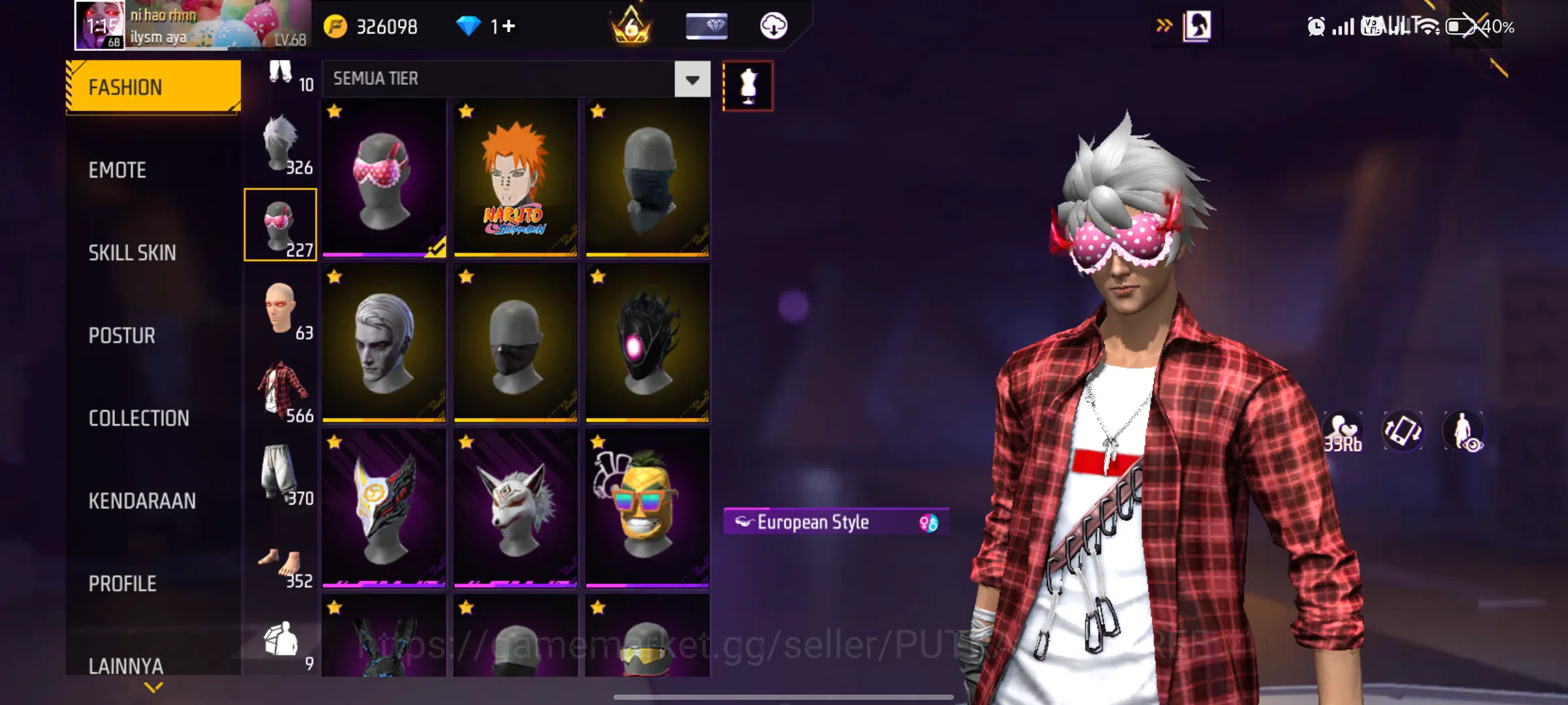 Free Fire Accounts Indonesia | SG TERKUAT -OPM & REAPER | MAX 2 OTW 3 | LEVEL AKUN  68 | TOTAL OUTFIT  1.914 4
