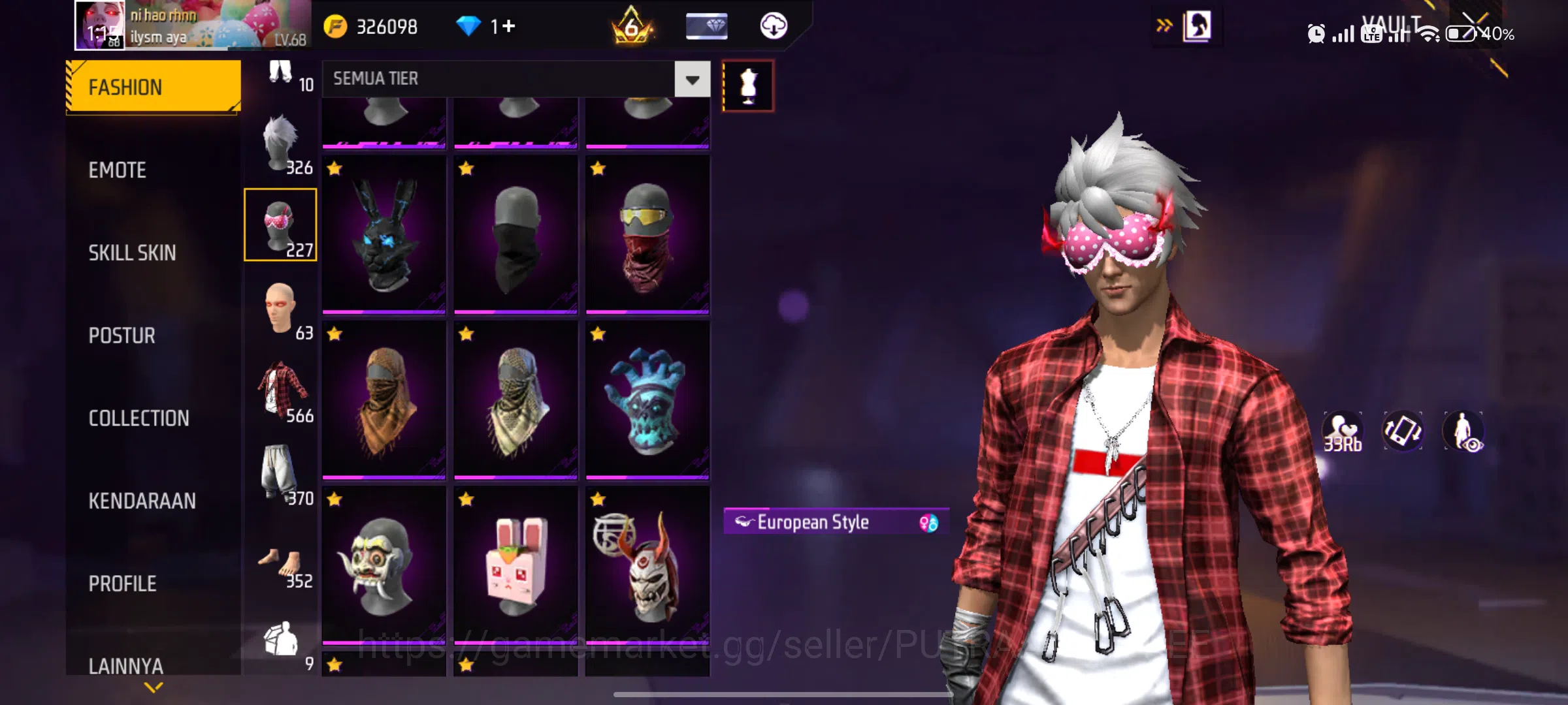 Free Fire Accounts Indonesia | SG TERKUAT -OPM & REAPER | MAX 2 OTW 3 | LEVEL AKUN  68 | TOTAL OUTFIT  1.914 5