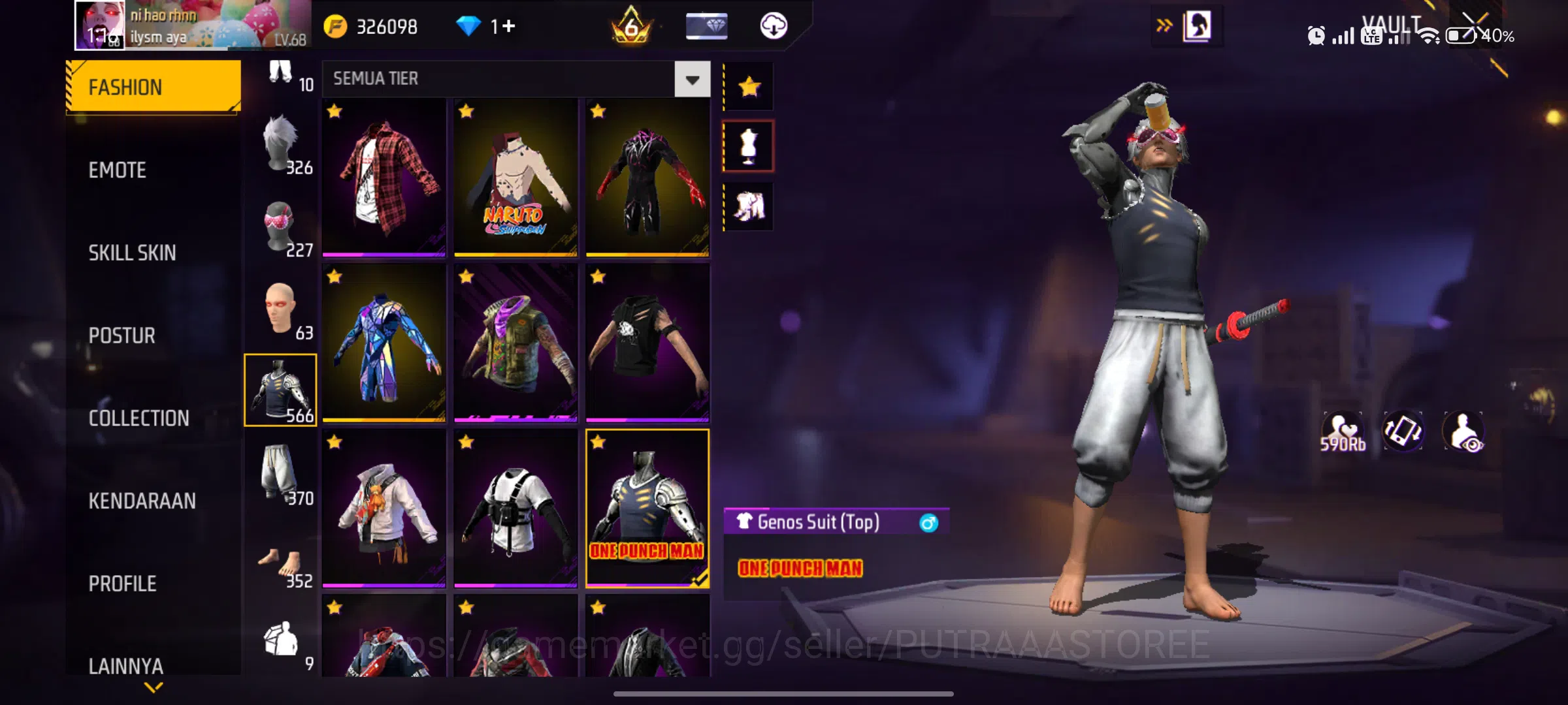 Free Fire Accounts Indonesia | SG TERKUAT -OPM & REAPER | MAX 2 OTW 3 | LEVEL AKUN  68 | TOTAL OUTFIT  1.914 6