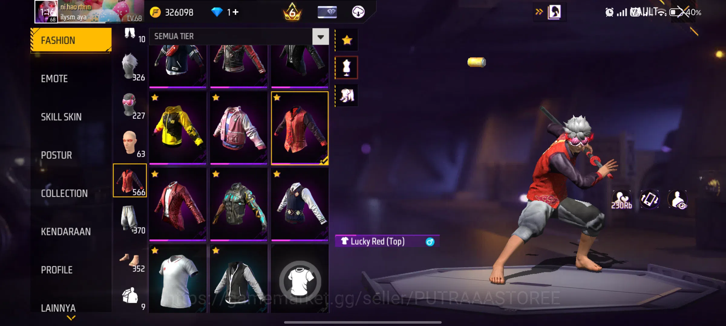 Free Fire Accounts Indonesia | SG TERKUAT -OPM & REAPER | MAX 2 OTW 3 | LEVEL AKUN  68 | TOTAL OUTFIT  1.914 7