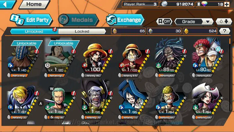 One Piece Bounty Rush Accounts Global|4 META EX[Luffy Emperor,KidLaw,Yamato,Kuzan image 10