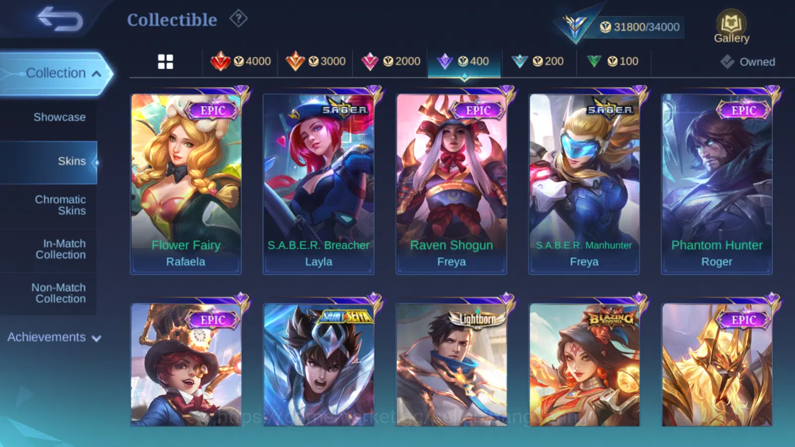 Mobile Legends: Bang Bang Accounts Others kof karina | cc natalia | lightborn tigreal | lightborn granger | blazing franco 9