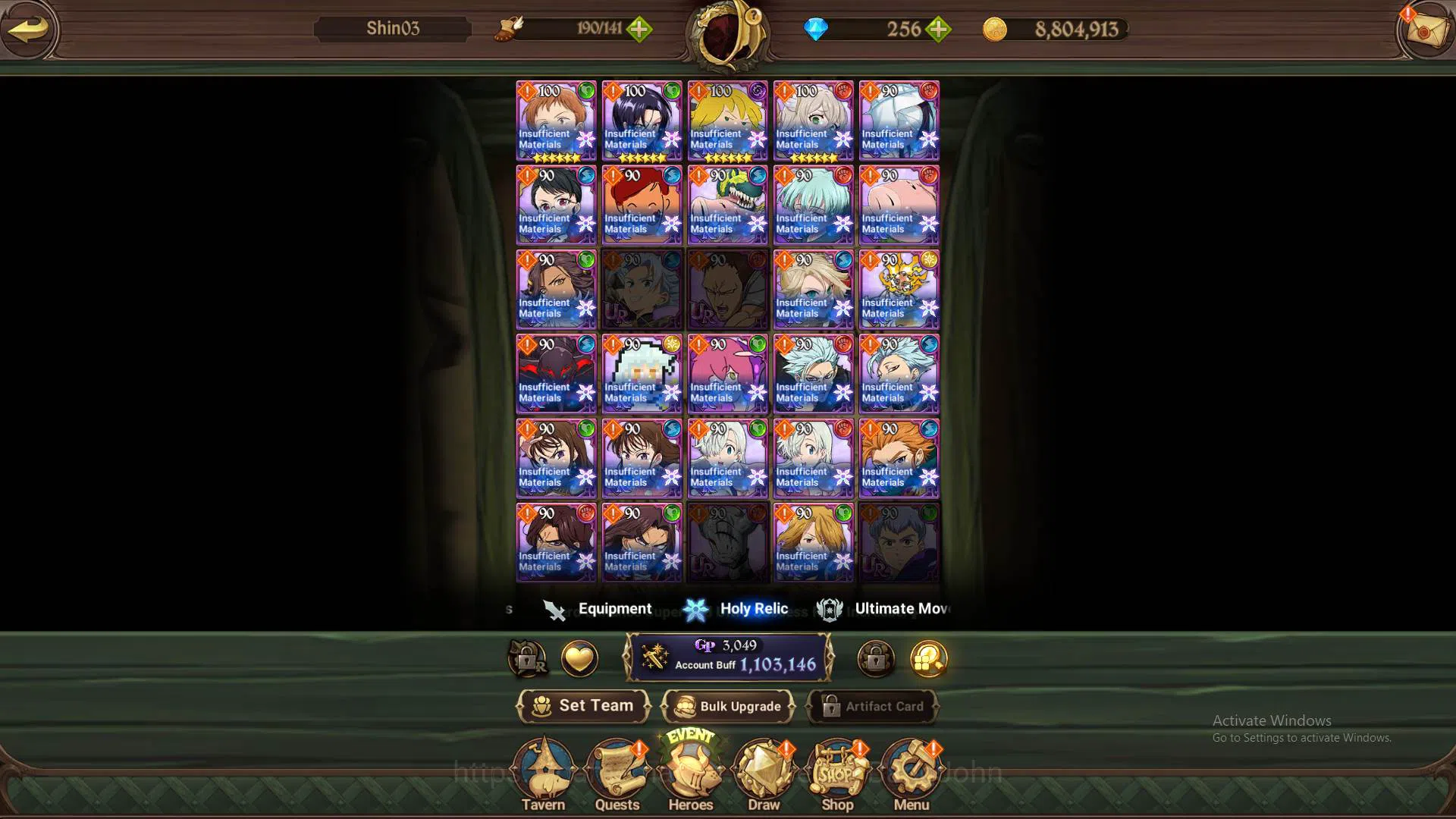 The Seven Deadly Sins: Grand Cross Accounts Others GLOBAL|Starter|1.1M CC|DM 256|UR Merlin&Escanor,Demon King 3